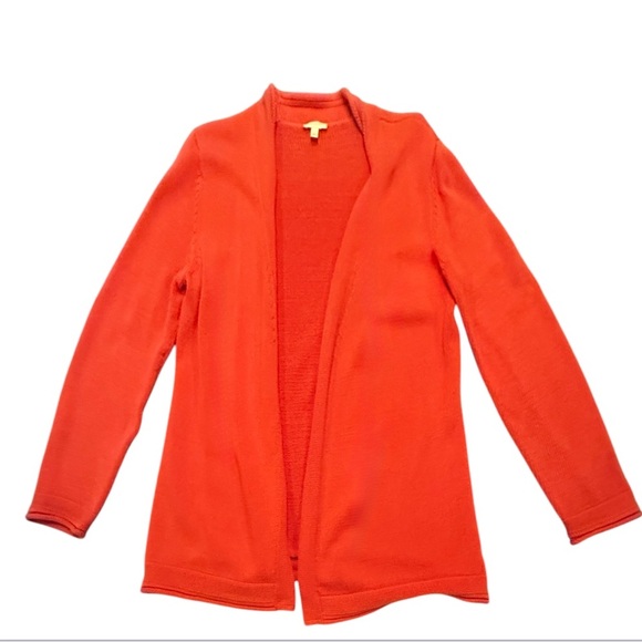 Talbots Orange/Red 100% Cotton Lightweight Cardigan Open Front - Main Image